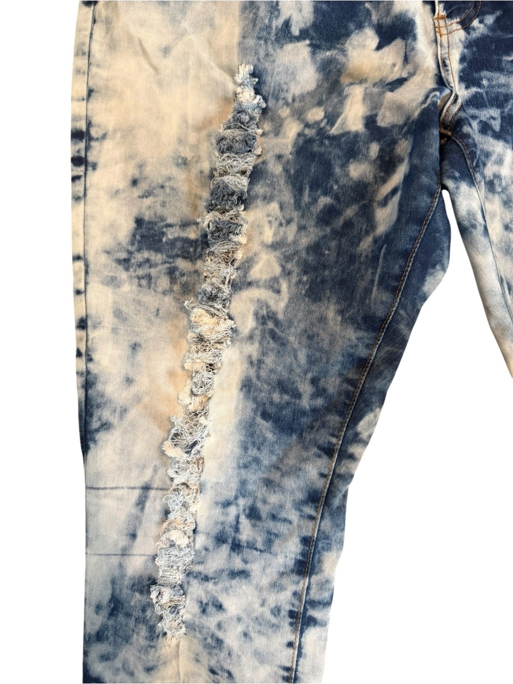 Women’s VIP Jeans Tie-Dye Distressed stretchy Skinny Jeans Blue & White Size 22W - Picture 3 of 11
